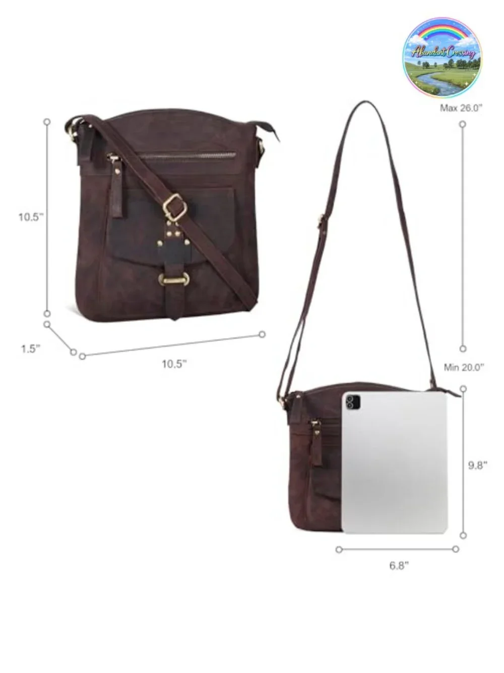 Genuine Leather Crossbody Bag for Women, Adjustable Strap, Tassel, Premium